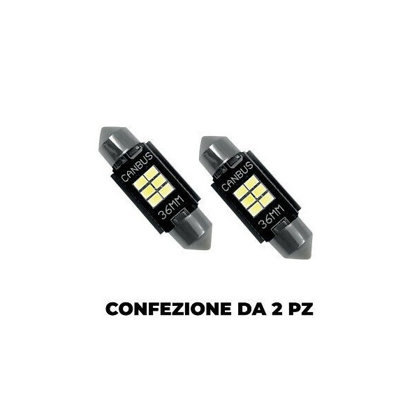 Phonocar 07702 coppia (2pz) di lampade X MOTO-AUTO 12V 6000K CAN-BUS 36mm