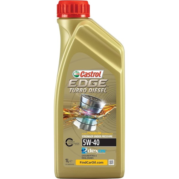 OLIO MOTORE AUTO LUBRIFICANTE CASTROL EDGE TURBO DIESEL 5W-40 Q3 TITANIUM 1L