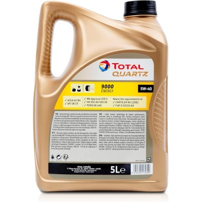 Olio lubrificante per motori Total Quartz 9000 Energy 5W-40 5 litri